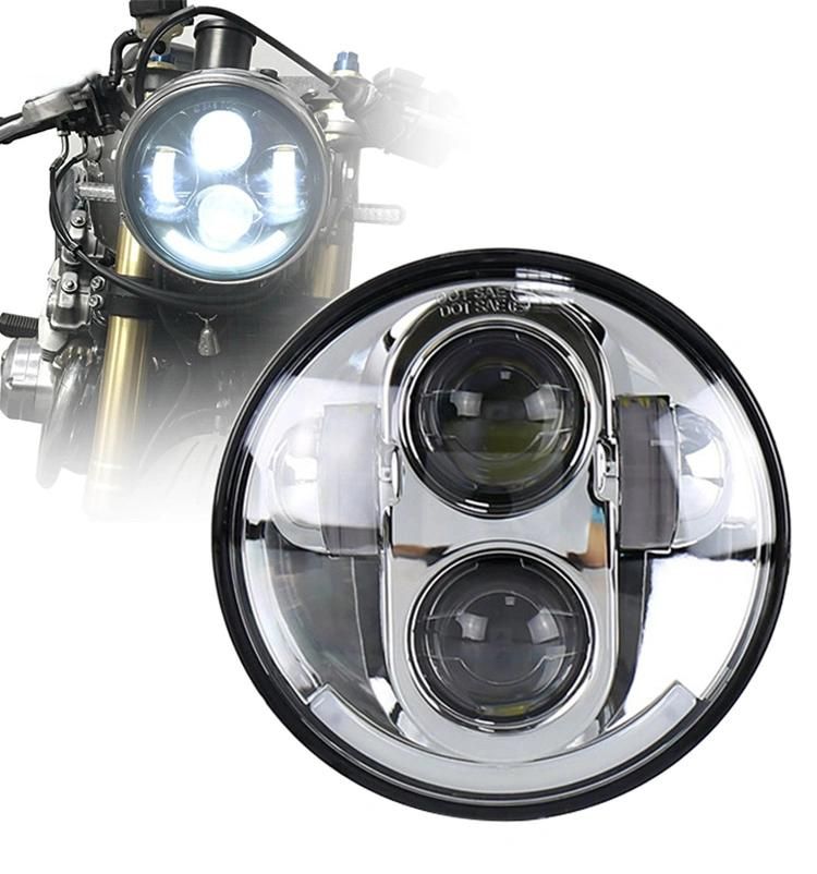 5-3/4" 5.75 Inch LED Headlight for Harley Motorcycle Moto LED Projector Headlight with Halo