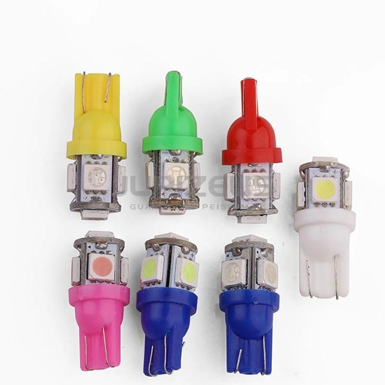 Low MOQ 194 168 5050 5 SMD Auto Super Bright Car Wedge Lamp Bulb T10 LED Bulb with 7 Colors Available