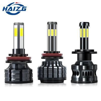 Haizg Hot X7 LED Headlight Four Sides COB 6000K 8000lm 72W 9005 9006 9012 H11 H7 H4 Car Light LED