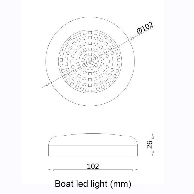 Blue/White LED Overhead Light with Ss Trim Ring