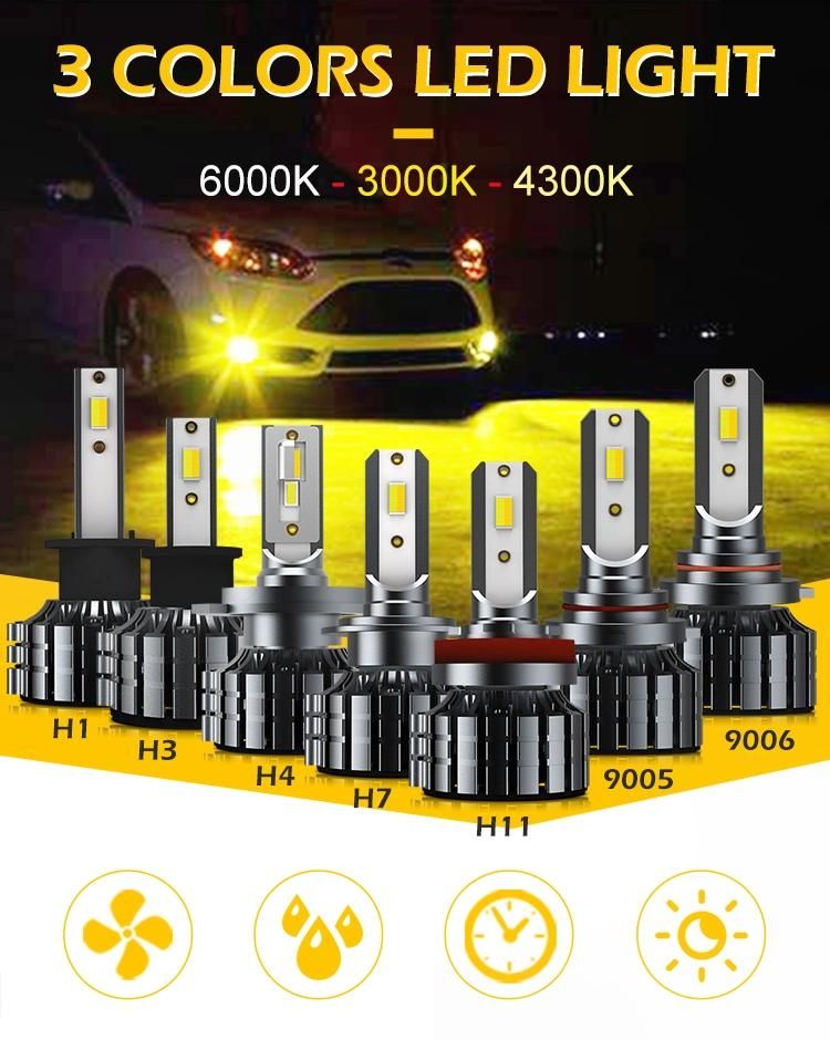 Hot Sale Best Price High Brightness Amber Yellow 3-Color Fog Light 9007 H1 H13 H1 H7 H4 Auto LED Headlight Bulb