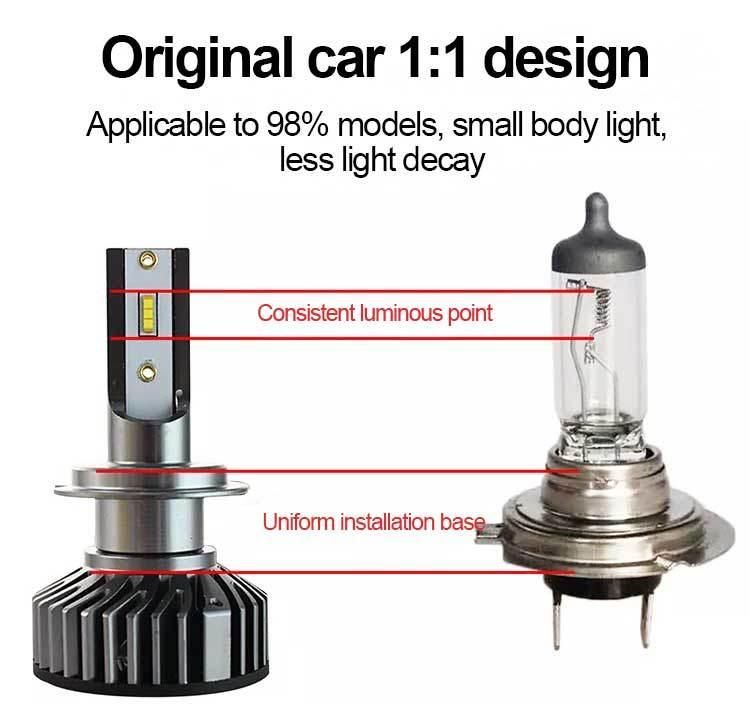 F2 2 Csp Chip H7 LED 8000lm Mini Car Headlight Bulbs Auto Lamp H1 H4 LED H11 H8 Hb3 9005 Hb4 Car Fog Bulb 6000K 12V 24V