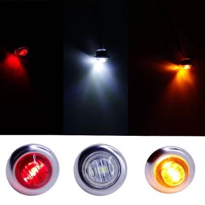 3/4&quot; Round Amber Red Car Truck Warning Light Trailer Truck Light LED Side Marker Light