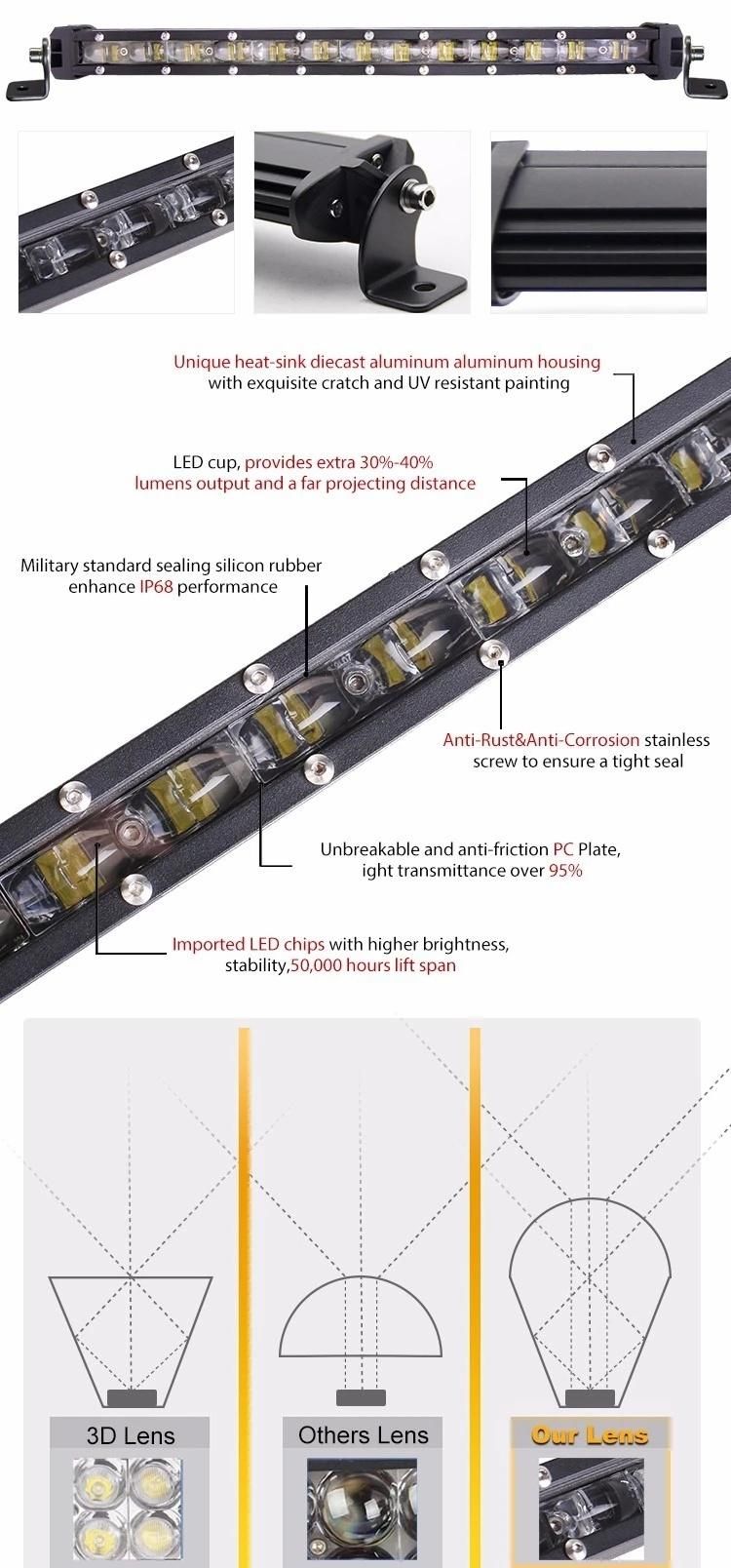 Bonsen 6D Oval 8inch Aurora 4X4 Wholesale Truck Offroad Car Single Row Super Bright Super Slim LED Light Bar