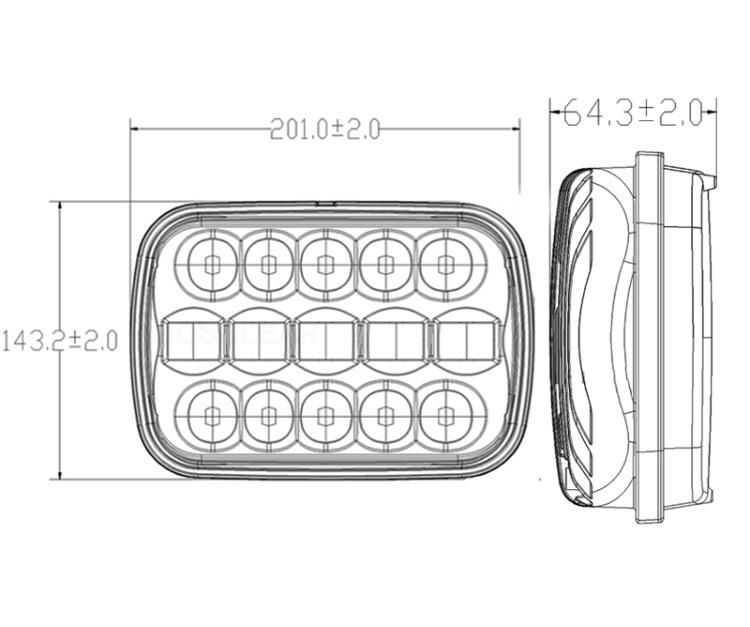 7X6 45W 5X7 Inch High Low Sealed Beam LED Headlight