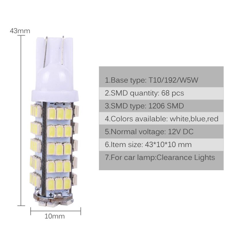 Wholesale T10 12V 1206 4 SMD LED Lights Error Free Car Reading Interior Instrument Lamps Wedge Bulbs Clearance Lights