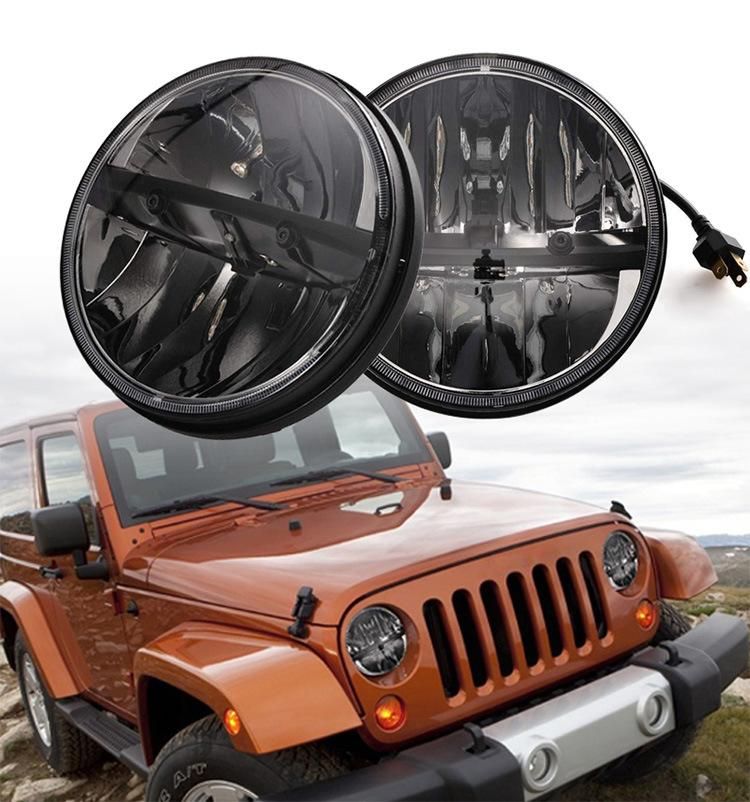 High/Low Beam Jk Headlamp for Jeep Wrangler Jk Tj Motorcycle Black 7" Inch Round 30W LED Headlights