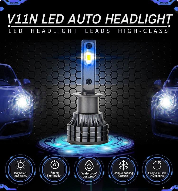 V11n Auto Accessories 2021 New Fan Cooling High Power 5500lm Super Bright 9006 Car H11 H7 LED Headlamp