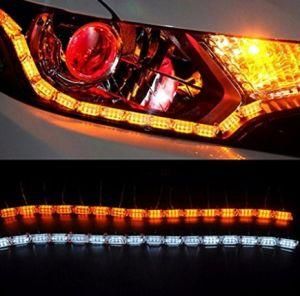 Car LED Strip Lights, Bright Flexible Car LED White/Amber Daytime Running Light Turn Signal Light