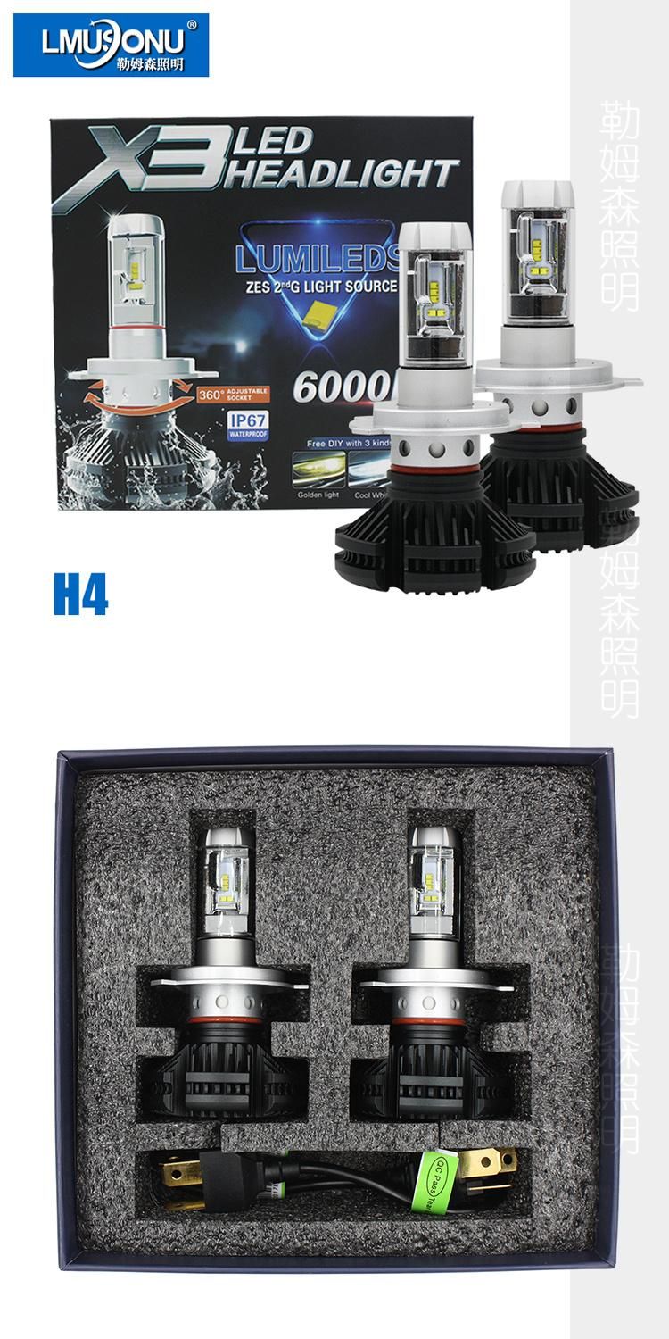 X3 H4 25W 6000lm LED Headlight for Car Auto