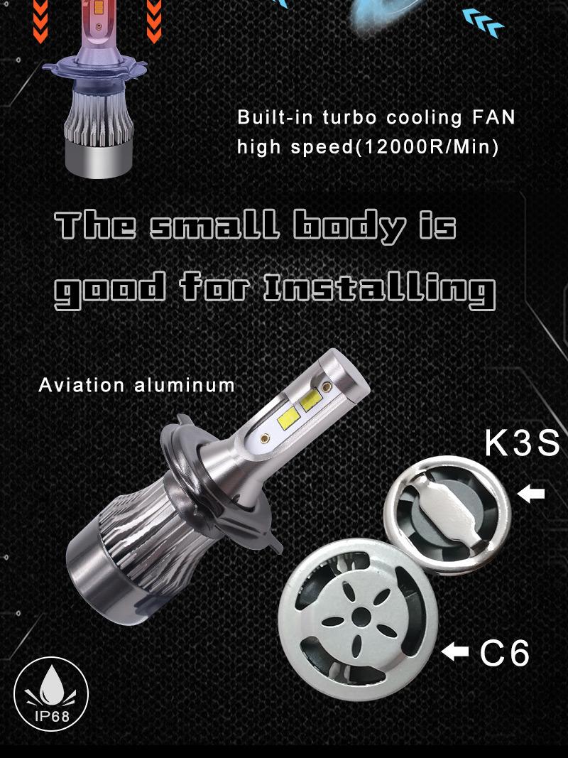 K3s H4 C6 S2 LED Car Headlight with Auto Lamp