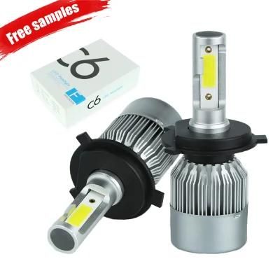 C6 High Power Super Bright 4500lm High Low Beam Auto COB H4 H7 H11 9005 9006 Car LED Headlight