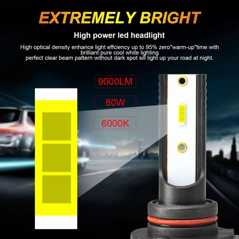 Newest Model LED Headlight K20 80W 12000lm 12V 24V Csp Chip 6000K H4 Car Lights H7 H11 9005 LED Bulbs LED Lamps LED Auto Car Headlight Bulbs