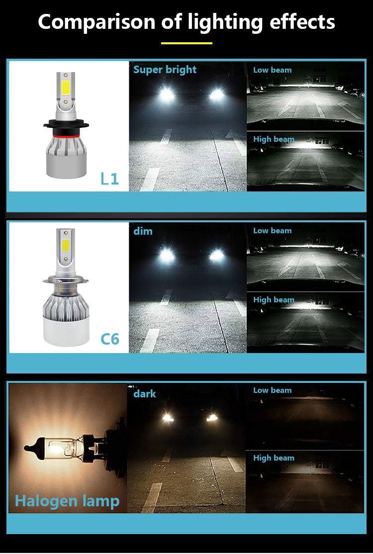 Wholesale Cheap L1 C6 Auto H1 H3 H11 H13 9007 9005 9006 Hb3 Hb4 5202 H4 H7 LED Headlight LED Car Light Lamp 72W 16000lm