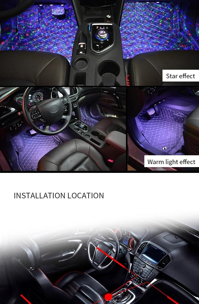 Colorful Car Atmosphere Lamp Car Star Light Decorative Seat Light Remote Control Starlight