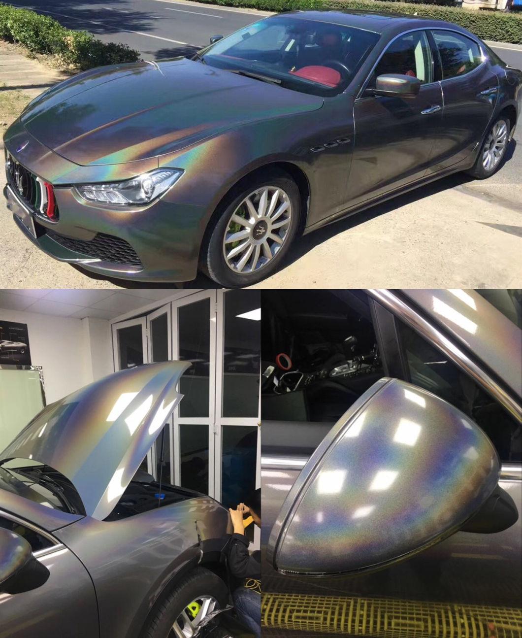 High Quality Black Glossy Iridescence Laser Vehicle Wrapping Body Stickers Foil Car Vinyl Film