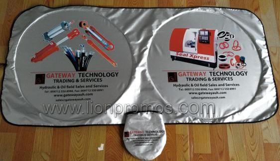 Custom Logo Printed Silver Coated Fabric Car Sunshade