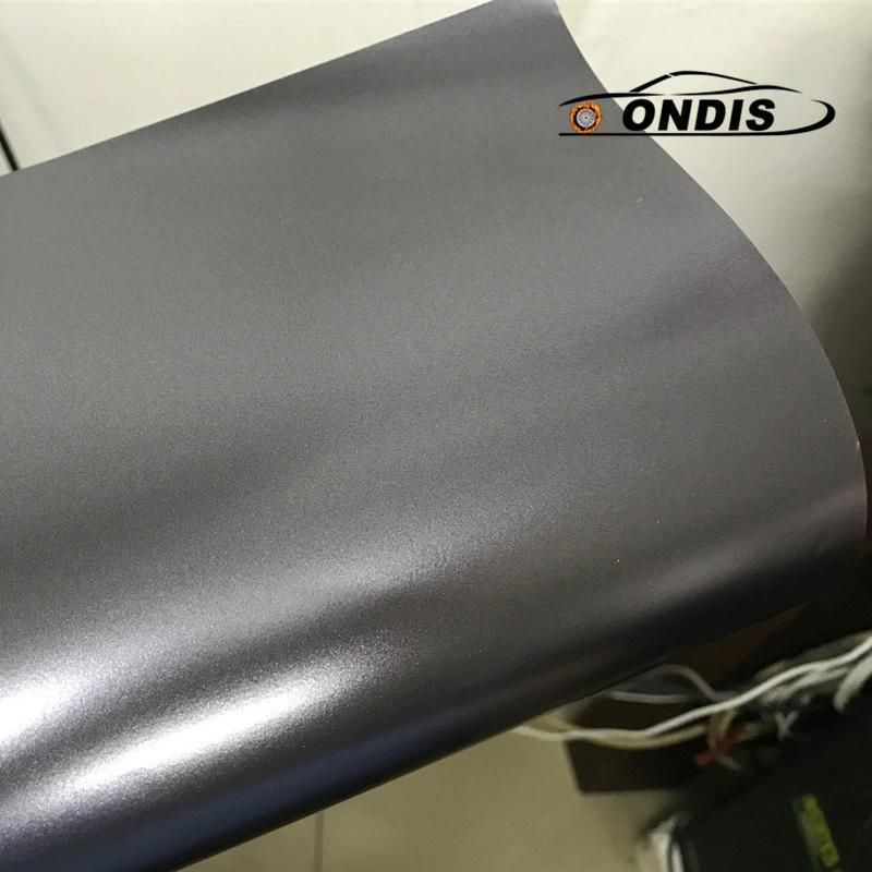 1.52*18m Air Bubble Matte Metal Pearl Grey Vinyl Film PVC Self Adhesive Sticker