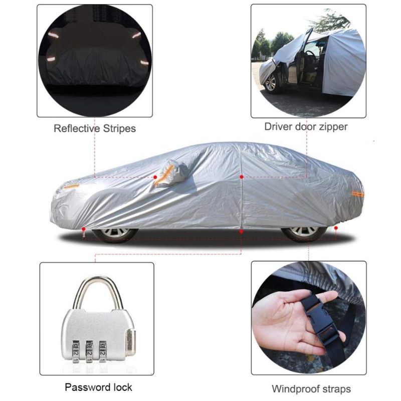 Multi-Layer PEVA Car Cover with Anti-Theft Lock and Cable for Sedan and SUV