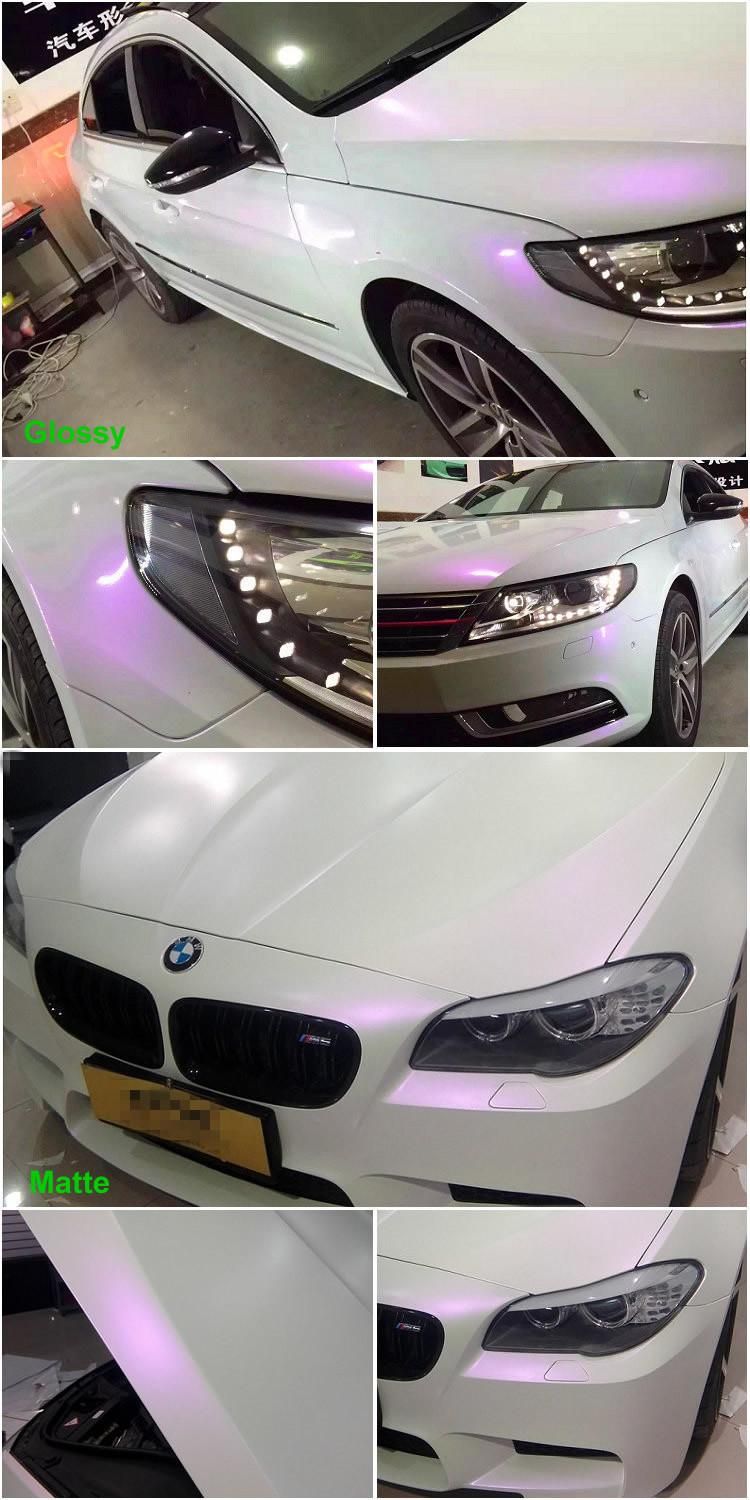 5X59FT Car Body Sticker Glossy White Chameleon Car Color Change Wrap Vinyl Film