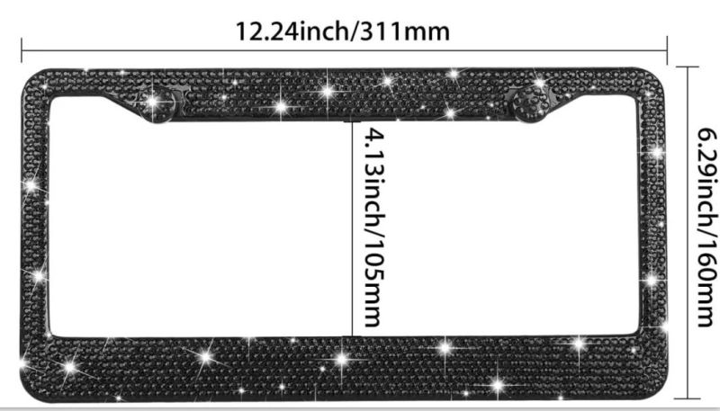 Car Accessory Bling Black License Plate Frame