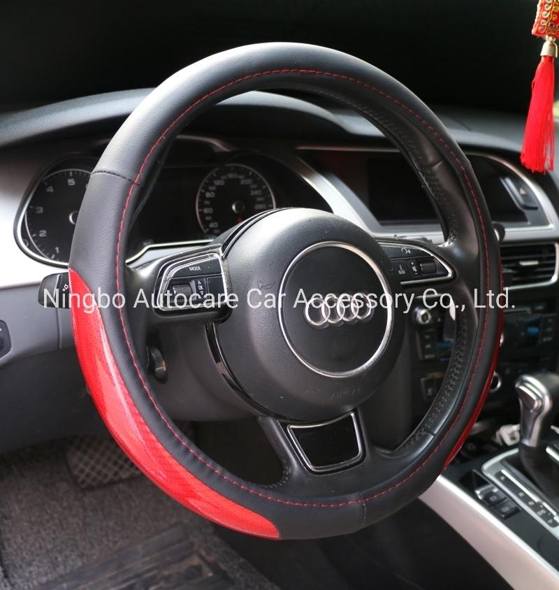 Leather PVC Carbon Fiber Car Steering Wheel Cover