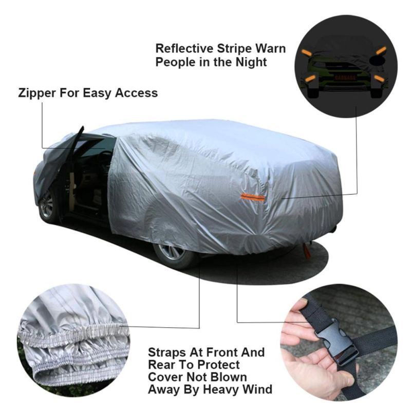 Multi-Layer PEVA Car Cover with Anti-Theft Lock and Cable for Sedan and SUV