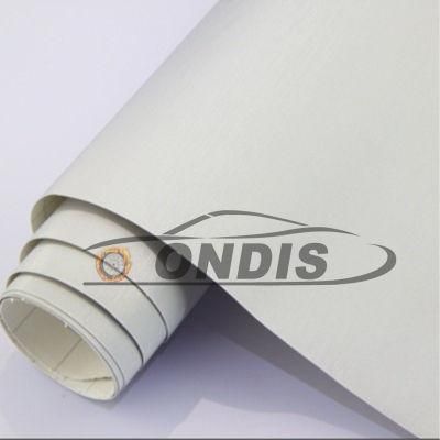 1.52*28m Self Adhesive PVC Film Metal Brushed White Car Wrap Vinyl