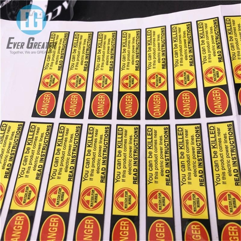 Warning Signs Attention Label Printing Paper Printed Self-Adhesive Sticker PVC Warning Sticker