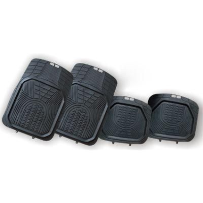 4PCS Universal PVC Rubber Car Floor Mats All Weather Protection in Black Color - Trimmalbe Semi-Custom Fit