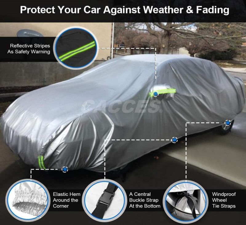 6 Layers Car Cover Waterproof All Weather,Outdoor Car Covers for Automobiles with Mirror Pocket, Hail UV Snow Wind Protection,Universal Car Cover for SUV,Sedan