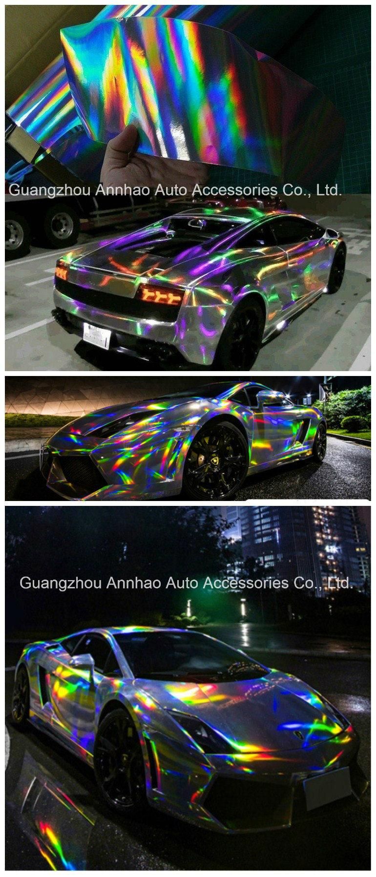 Self Adhesive Holographic Foil Rainbow Laser Car Vinyl Wrap Film