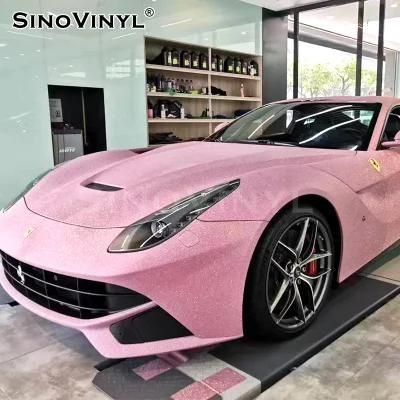 SINOVINYL Newest Design Stone Glitter Shine Car Body Wrapping PVC Air Bubble Free Sticker Super Strobe Glitter Vinyl