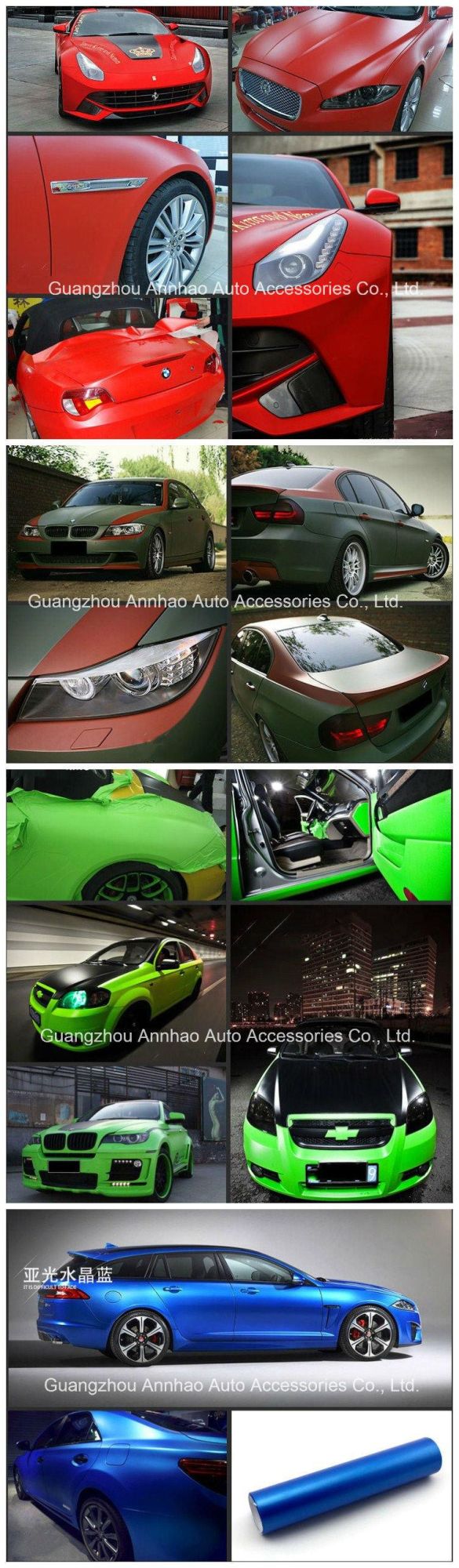 Annhao Car Vinyl Sticker Matte Car Wrap Color Changing Vinyl Sheet Air Release