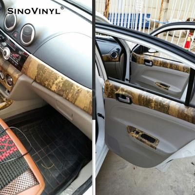 SINOVINYL PVC Wood Grain Textured Car Interior Stickers Waterproof Vinyl Wrap Film For Decals