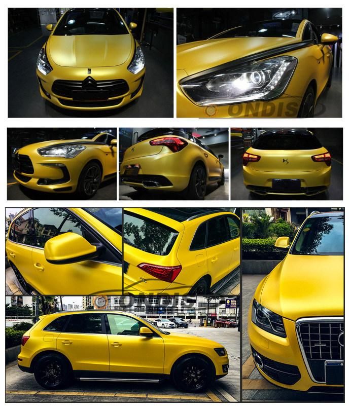 Car Body Vinyl Sticker Yellow Electric Matte Satin Chrome Car Wrap Film