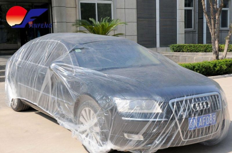 Transparent Universal Auto Clear Plastic Car Cover with Elastic Band Cheap Disposable Car Cover