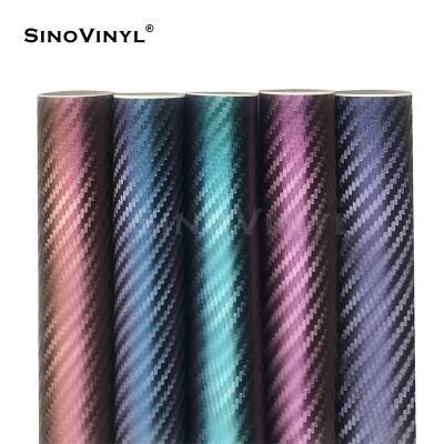 SINOVINYL Purple Blue Car Chameleon Wrap Auto Carbon Fiber Wrapping Film Vehicle Change Film