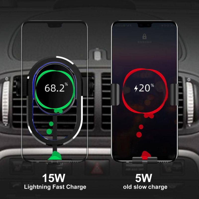 Upgraded Gradient Tempered Glass Penguin Automatic Sensor 15W Wireless Car Charger