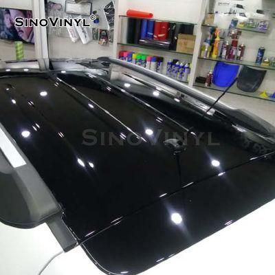 SINOVINYL Glossy Black Sunroof Protective Vinyl Film For Auto Panoramic Solar Window Tint Roof Covering Air Free Removable