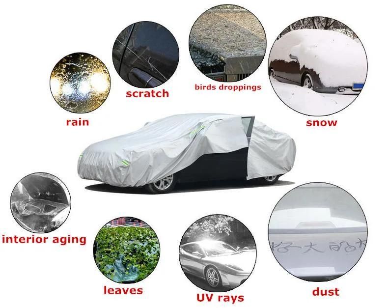 Waterproof Snow Protection Car Cover Black Oxofrd&Ppcotton Material All Season Protection Full Car Covers