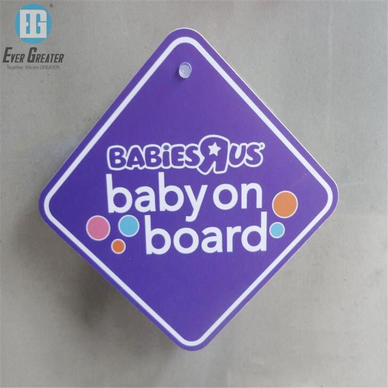 Printing Custom Self Adhesive Reflective Car Warning Sticker Baby on Board Car Sign