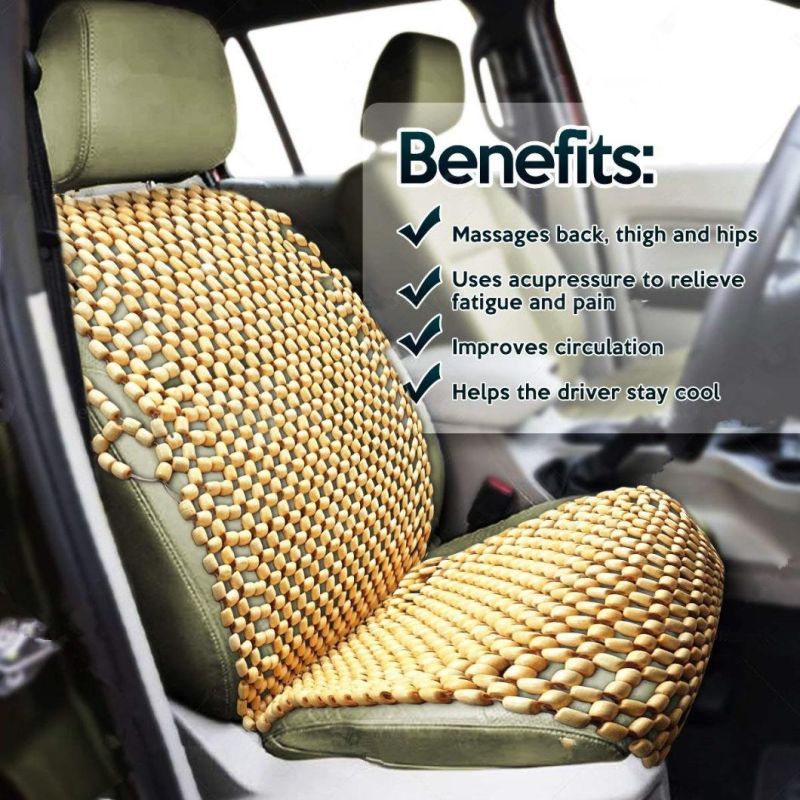 Wood Beaded Seat Cover Cushion for Massage Cooling for Car or Office Chair