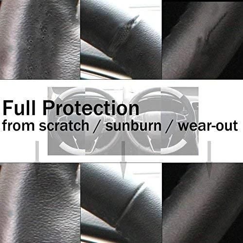 Microfiber Leather Steering Wheel Cover Universal 15 Inches, Black