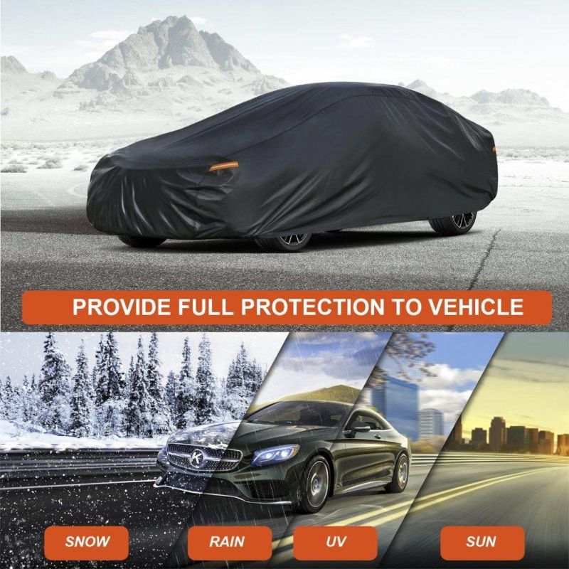 Durable Black Car Cover for Sedan and SUV Waterproof All Weather Protection