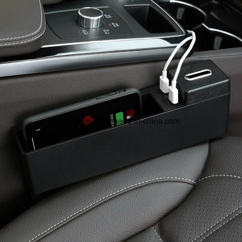 Car Seat Side Pocket - Console Side Pocket, Universal Car Pocket Organizer Holder & 2 USB Charging Ports for Cellphones, Keys, Cards, Wallets, Coins Esg10639