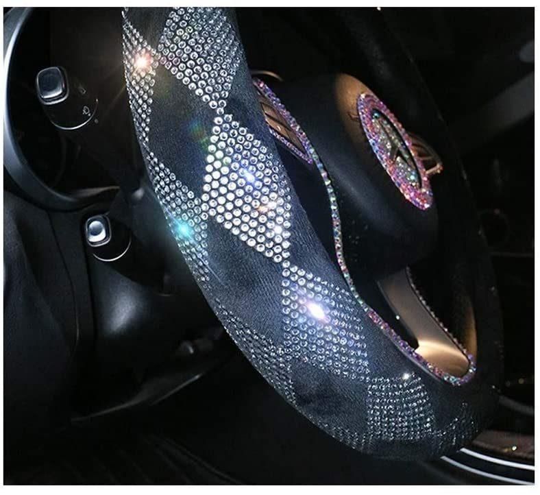 Rhinestone Diamond Steering Wheel Covers Auto Sparkly Bling Accessories Anti-Slip Wheel Protector