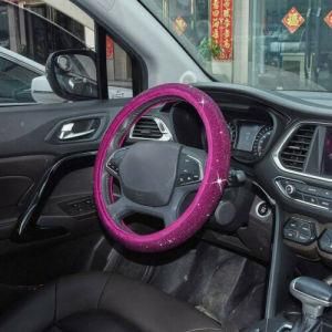 38cm Car Shiny Crystal Purple Diamonds Steering Wheel Cover