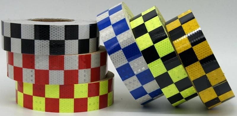 Reflective Material Warning Sticker/Tape with Checkerboard Pattern, Safety Marking Sign