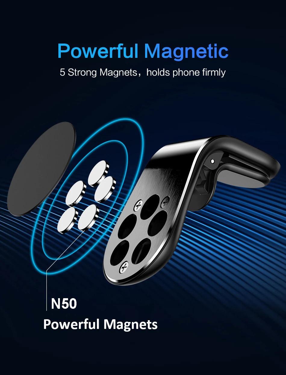 Aluminum Alloy Magnetic Car Air Vent Holder for All Sizes Phones